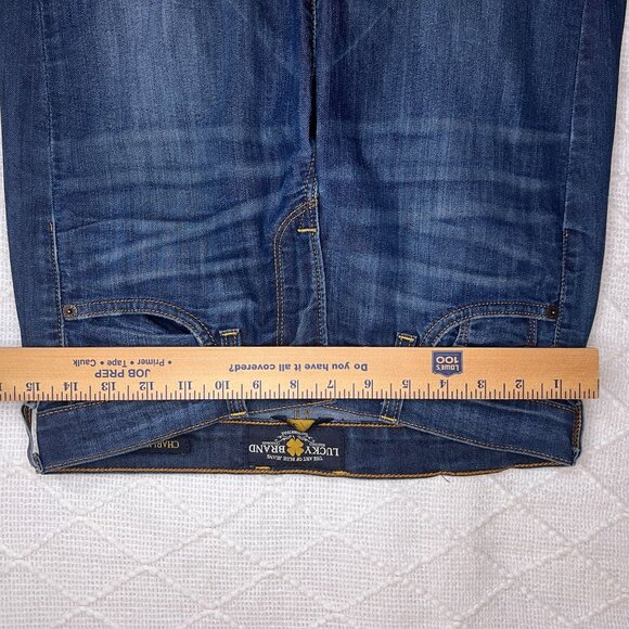 Lucky Brand Dark Wash Charlie Flare Jeans Classic Blue Denim Bell Bottoms - Picture 6 of 12